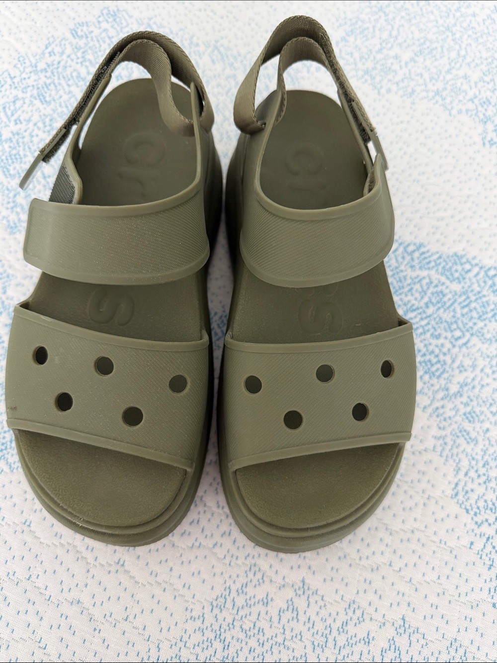 Women’s Olive Green Platform CROCS Sport Sandals - Picture 5 of 5